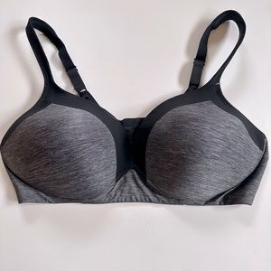 Gray and black bra